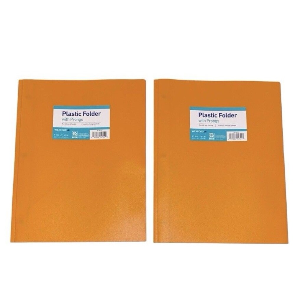2x Wexford Plastic Folder w/ Prongs 2 Pocket 9.1x11.61"